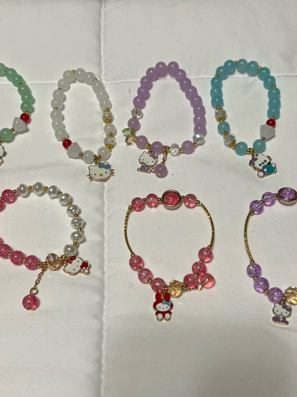 Hello Kitty Kids Beaded Charm Bracelet - Pink, Purple, Blue, White, green
